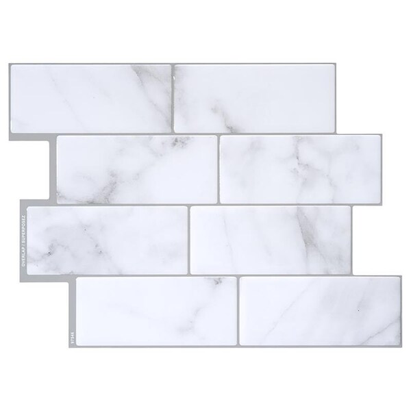 Smart Tiles Smart Tiles 8.38 in. W X 11.56 in. L Gray/White Mosaic Vinyl Adhesive Wall Tile 4 pc SM1080-4 - main